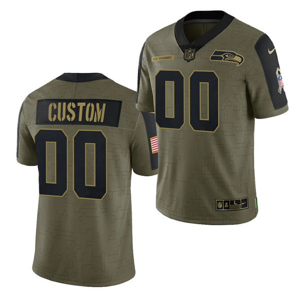 Men's Seattle Seahawks ACTIVE PLAYER Custom 2021 Olive Salute To Service Limited Men's Seattle Seahawks ACTIVE PLAYER Custom 2021 Olive Salute To Service Limited