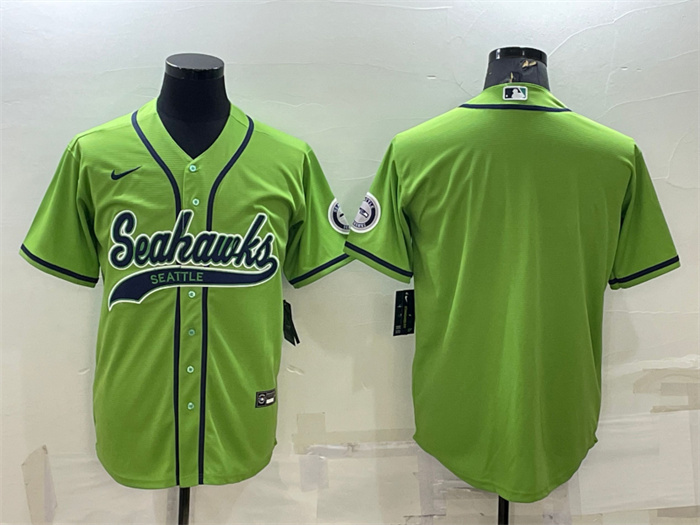 Men's Seattle Seahawks Blank Green With Patch Cool Base Stitched Baseball Jersey Men's Seattle Seahawks Blank Green With Patch Cool Base Stitched Baseball Jersey