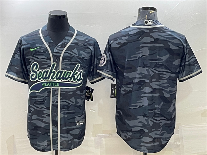 Men's Seattle Seahawks Blank Grey Camo With Patch Cool Base Stitched Baseball Jersey Men's Seattle Seahawks Blank Grey Camo With Patch Cool Base Stitched Baseball Jersey