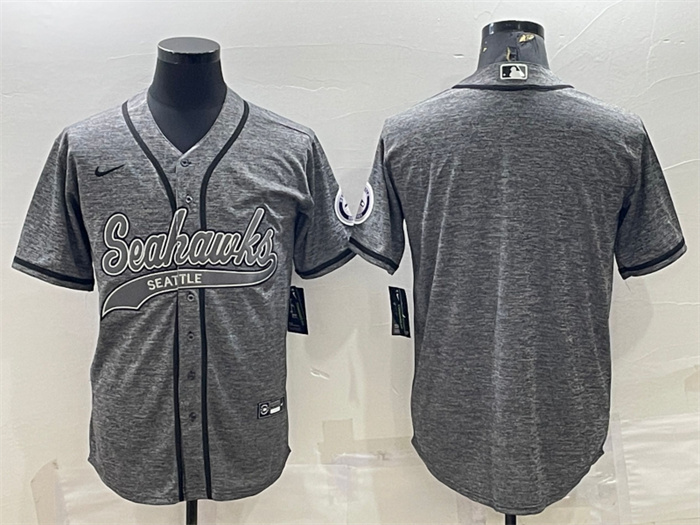 Men's Seattle Seahawks Blank Grey With Patch Cool Base Stitched Baseball Jersey Men's Seattle Seahawks Blank Grey With Patch Cool Base Stitched Baseball Jersey