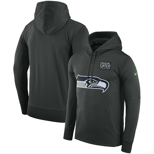 Men's Seattle Seahawks Nike Anthracite Crucial Catch Performance Pullover Hoodie Men's Seattle Seahawks Nike Anthracite Crucial Catch Performance Pullover Hoodie