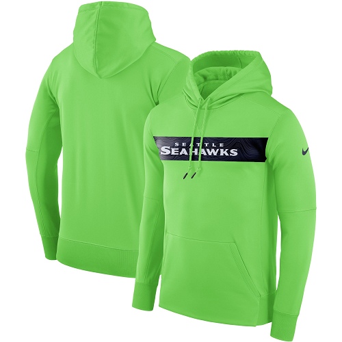 Men's Seattle Seahawks Nike Neon Green Sideline Team Performance Pullover Hoodie Men's Seattle Seahawks Nike Neon Green Sideline Team Performance Pullover Hoodie