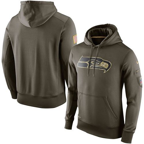 Men's Seattle Seahawks Nike Olive Salute To Service KO Performance Hoodie Men's Seattle Seahawks Nike Olive Salute To Service KO Performance Hoodie