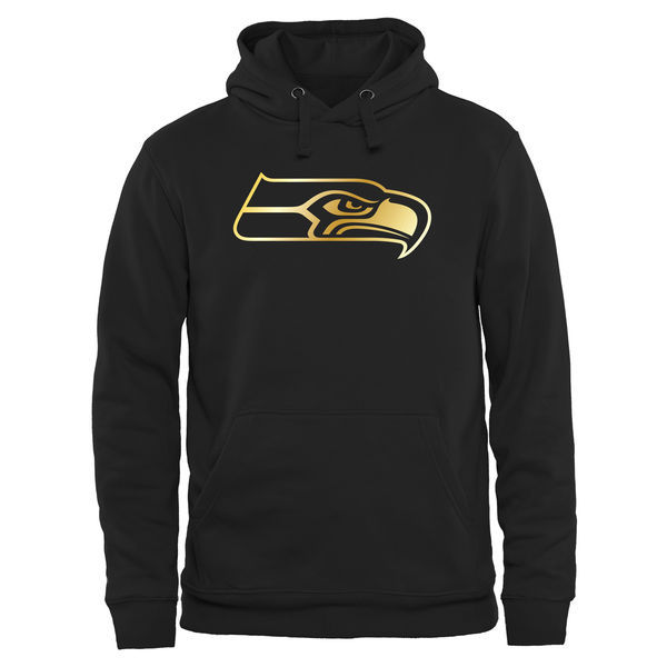 Men's Seattle Seahawks Pro Line Black Gold Collection Pullover Hoodie Men's Seattle Seahawks Pro Line Black Gold Collection Pullover Hoodie