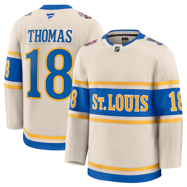 Men's St. Louis Blues #18 Robert Thomas Cream 2024-25 Winter Classic Stitched Hockey Jersey Men's St. Louis Blues #18 Robert Thomas Cream 2024-25 Winter Classic Stitched Hockey Jersey