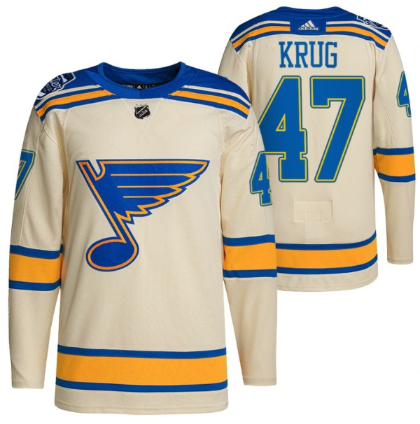 Men's St. Louis Blues #47 Torey Krug Cream 2022 Winter Classic Stitched Jersey Men's St. Louis Blues #47 Torey Krug Cream 2022 Winter Classic Stitched Jersey