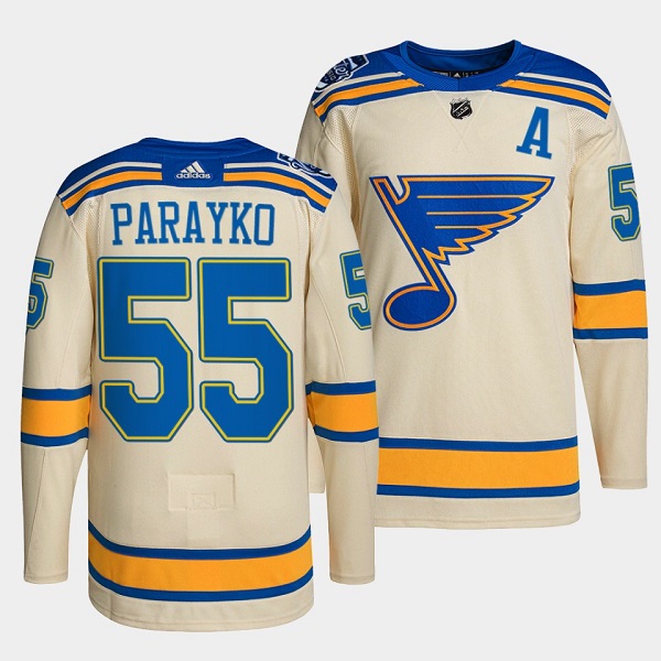 Men's St. Louis Blues #55 Colton Parayko Cream 2022 Winter Classic Stitched Jersey Men's St. Louis Blues #55 Colton Parayko Cream 2022 Winter Classic Stitched Jersey
