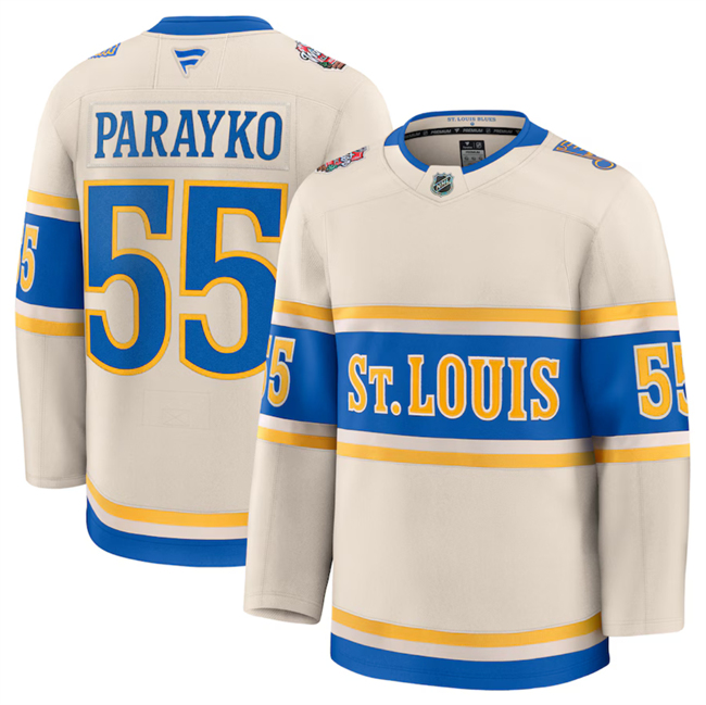 Men's St. Louis Blues #55 Colton Parayko Cream 2024-25 Winter Classic Stitched Hockey Jersey Men's St. Louis Blues #55 Colton Parayko Cream 2024-25 Winter Classic Stitched Hockey Jersey
