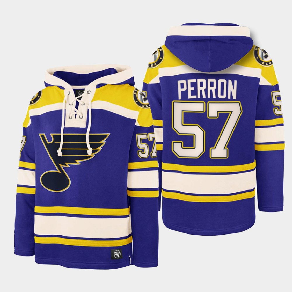 Men's St. Louis Blues #57 David Perron Blue Ageless Must-Have Lace-Up Pullover Hoodie Men's St. Louis Blues #57 David Perron Blue Ageless Must-Have Lace-Up Pullover Hoodie