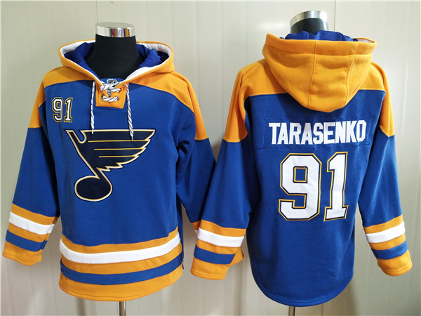 Men's St. Louis Blues #91 Vladimir Tarasenko Blue Ageless Must-Have Lace-Up Pullover Hoodie Men's St. Louis Blues #91 Vladimir Tarasenko Blue Ageless Must-Have Lace-Up Pullover Hoodie