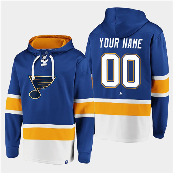 Men's St. Louis Blues Active Player Custom Blue Ageless Must-Have Lace-Up Pullover Hoodie Men's St. Louis Blues Active Player Custom Blue Ageless Must-Have Lace-Up Pullover Hoodie