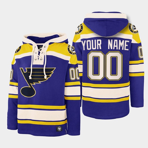 Men's St. Louis Blues Active Player Custom Blue Ageless Must-Have Lace-Up Pullover HoodieS Men's St. Louis Blues Active Player Custom Blue Ageless Must-Have Lace-Up Pullover HoodieS