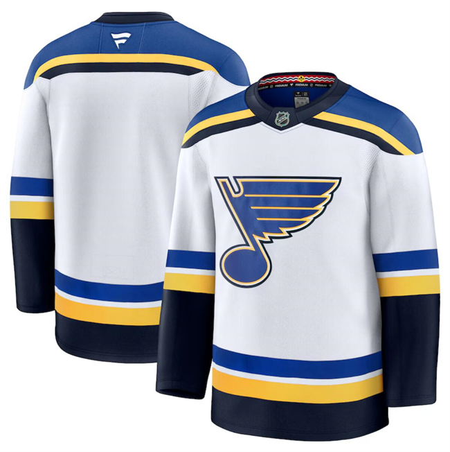 Men's St. Louis Blues Blank White 2024-25 Away Stitched Hockey Jersey Men's St. Louis Blues Blank White 2024-25 Away Stitched Hockey Jersey