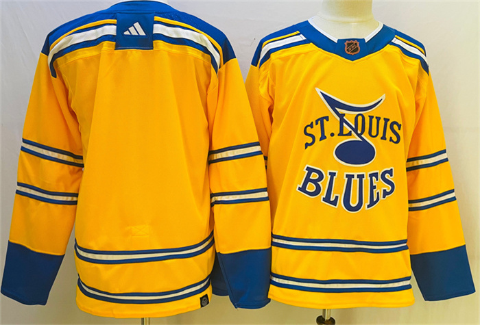 Men's St. Louis Blues Blank Yellow 2022-23 Reverse Retro Stitched Jersey Men's St. Louis Blues Blank Yellow 2022-23 Reverse Retro Stitched Jersey