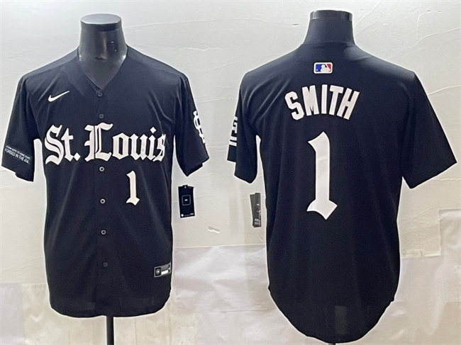 Men's St. Louis Cardinals #1 Ozzie Smith Black 'Gothic Legacy Edition' Vapor Premier Limited Stitched Baseball Jersey Men's St. Louis Cardinals #1 Ozzie Smith Black 'Gothic Legacy Edition' Vapor Premier Limited Stitched Baseball Jersey