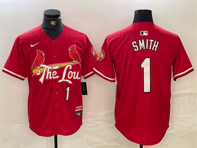 Men's St. Louis Cardinals #1 Ozzie Smith Red 2024 City Connect Limited Stitched Baseball Jersey Men's St. Louis Cardinals #1 Ozzie Smith Red 2024 City Connect Limited Stitched Baseball Jersey
