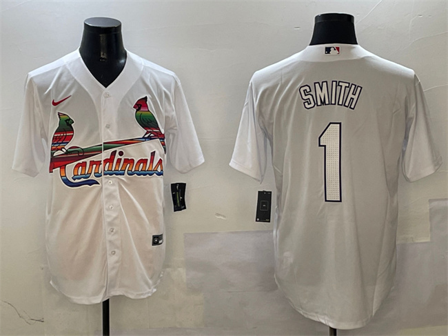 Men's St. Louis Cardinals #1 Ozzie Smith White Cool Base Stitched Baseball Jersey Men's St. Louis Cardinals #1 Ozzie Smith White Cool Base Stitched Baseball Jersey