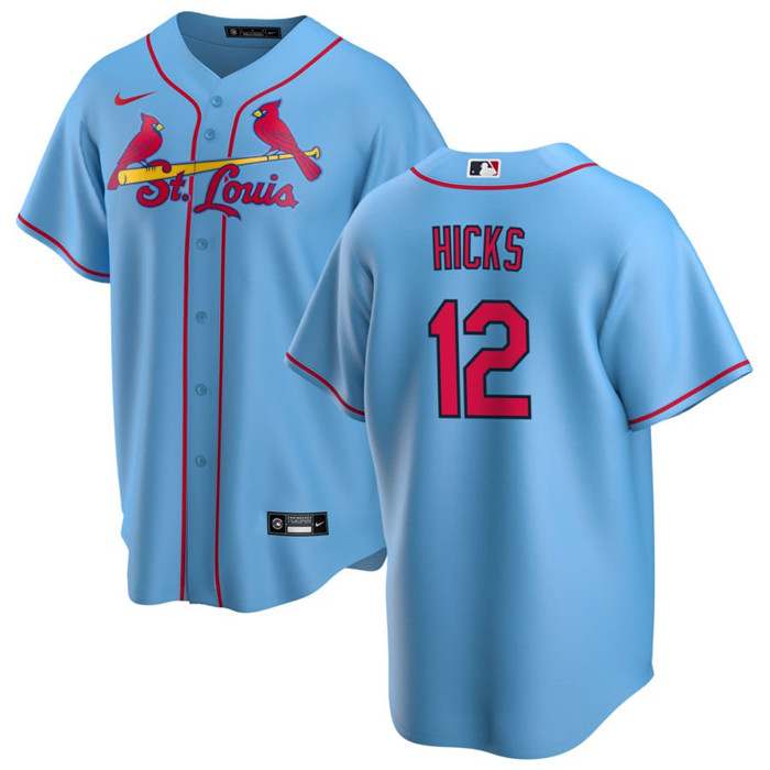 Men's St. Louis Cardinals #12 Jordan Hicks Blue Cool Base Stitched Jersey Men's St. Louis Cardinals #12 Jordan Hicks Blue Cool Base Stitched Jersey
