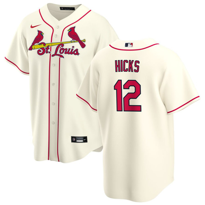 Men's St. Louis Cardinals #12 Jordan Hicks Cream Cool Base Stitched Jersey Men's St. Louis Cardinals #12 Jordan Hicks Cream Cool Base Stitched Jersey