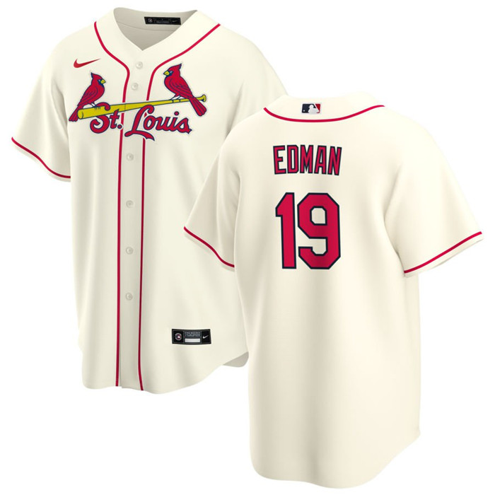 Men's St. Louis Cardinals #19 Tommy Edman Cream Cool Base Stitched Jersey Men's St. Louis Cardinals #19 Tommy Edman Cream Cool Base Stitched Jersey