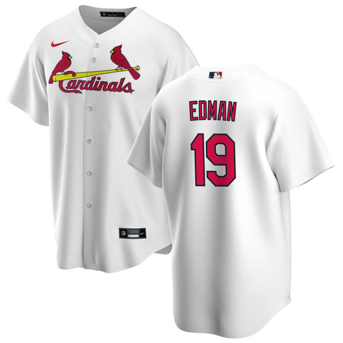 Men's St. Louis Cardinals #19 Tommy Edman White Cool Base Stitched Jersey Men's St. Louis Cardinals #19 Tommy Edman White Cool Base Stitched Jersey