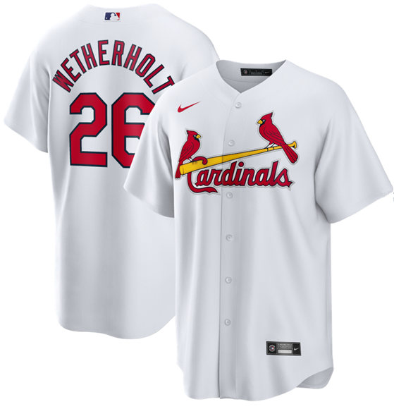 Men's St. Louis Cardinals #26 JJ Wetherholt White Home Stitched Baseball Jersey Men's St. Louis Cardinals #26 JJ Wetherholt White Home Stitched Baseball Jersey