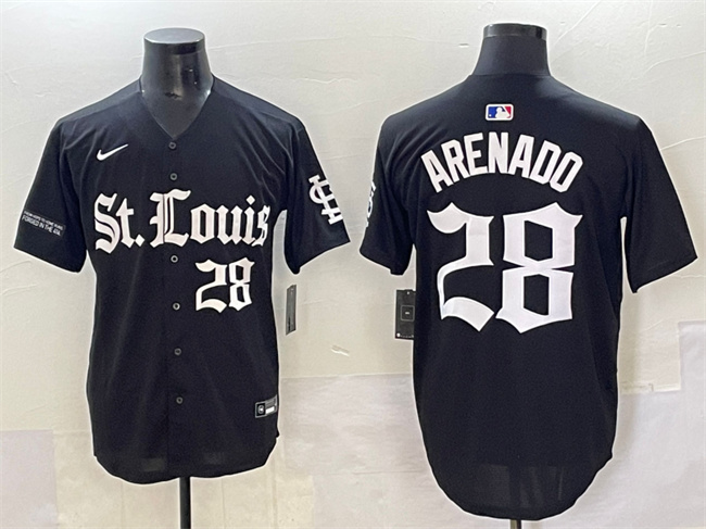 Men's St. Louis Cardinals #28 Nolan Arenado Black 'Gothic Legacy Edition' Vapor Premier Limited Stitched Baseball Jersey Men's St. Louis Cardinals #28 Nolan Arenado Black 'Gothic Legacy Edition' Vapor Premier Limited Stitched Baseball Jersey