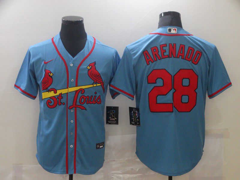 Men's St. Louis Cardinals #28 Nolan Arenado Light Blue Stitched MLB Cool Base Nike Jersey Men's St. Louis Cardinals #28 Nolan Arenado Light Blue Stitched MLB Cool Base Nike Jersey