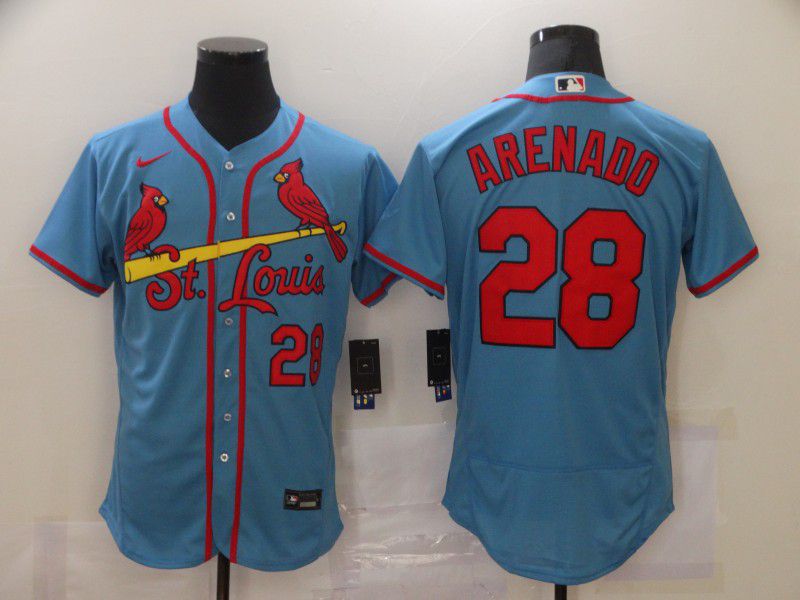Men's St. Louis Cardinals #28 Nolan Arenado Light Blue Stitched MLB Flex Base Nike Jersey Men's St. Louis Cardinals #28 Nolan Arenado Light Blue Stitched MLB Flex Base Nike Jersey