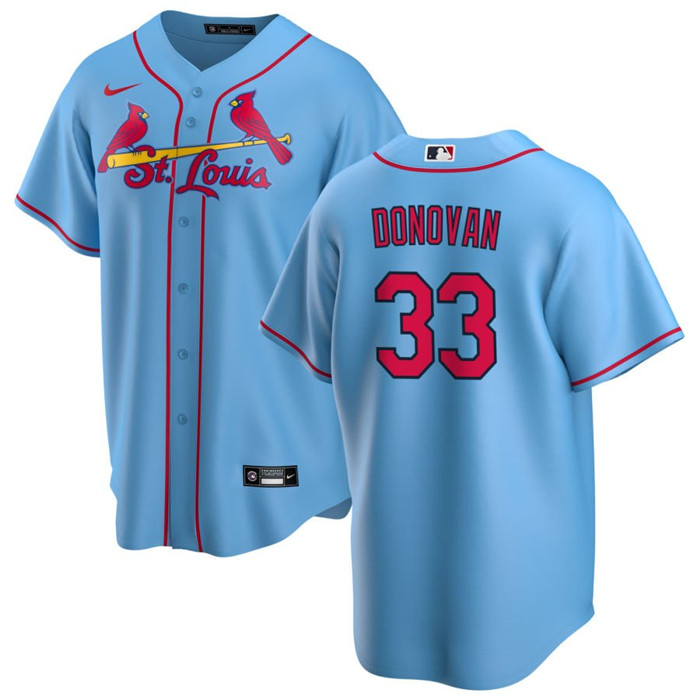 Men's St. Louis Cardinals #33 Brendan Donovan Blue Cool Base Stitched Jersey Men's St. Louis Cardinals #33 Brendan Donovan Blue Cool Base Stitched Jersey