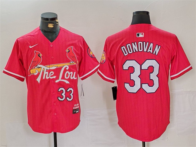 Men's St. Louis Cardinals #33 Brendan Donovan Red 2024 City Connect Stitched Baseball Jersey Men's St. Louis Cardinals #33 Brendan Donovan Red 2024 City Connect Stitched Baseball Jersey