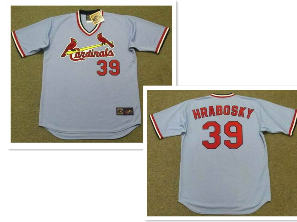 Men's St. Louis Cardinals #39 AL HRABOSKY 1975 Majestic Cooperstown Away Light Blue Jersey Men's St. Louis Cardinals #39 AL HRABOSKY 1975 Majestic Cooperstown Away Light Blue Jersey