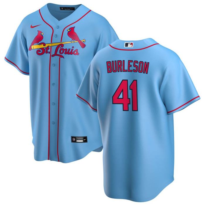 Men's St. Louis Cardinals #41 Alec Burleson Blue Cool Base Stitched Jersey Men's St. Louis Cardinals #41 Alec Burleson Blue Cool Base Stitched Jersey