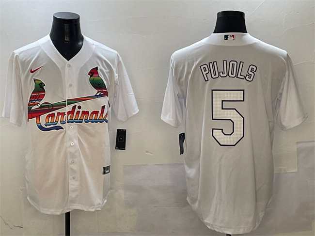 Men's St. Louis Cardinals #5 Albert Pujols White Cool Base Stitched Baseball Jersey Men's St. Louis Cardinals #5 Albert Pujols White Cool Base Stitched Baseball Jersey