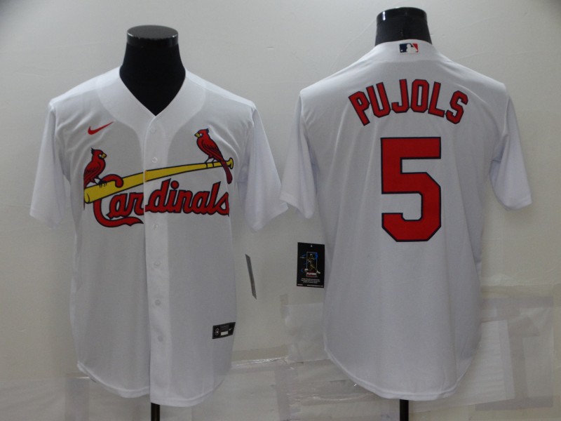 Men's St. Louis Cardinals #5 Albert Pujols White Cool Base Stitched Jersey Men's St. Louis Cardinals #5 Albert Pujols White Cool Base Stitched Jersey