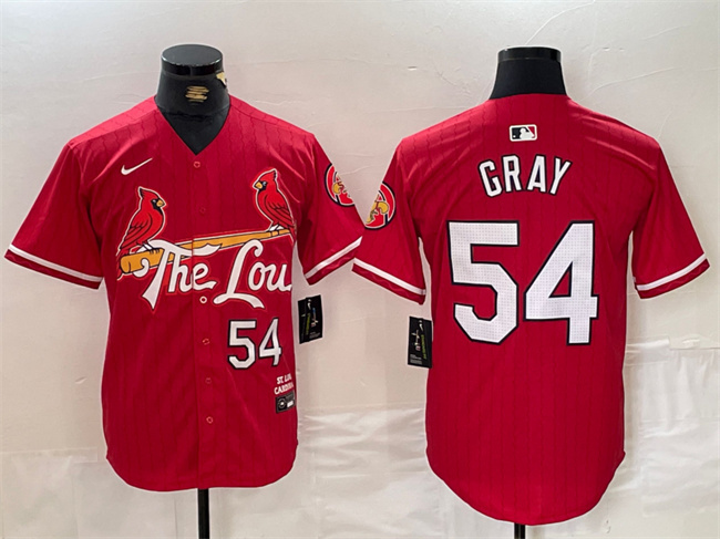 Men's St. Louis Cardinals #54 Sonny Gray Red 2024 City Connect Stitched Baseball Jersey Men's St. Louis Cardinals #54 Sonny Gray Red 2024 City Connect Stitched Baseball Jersey