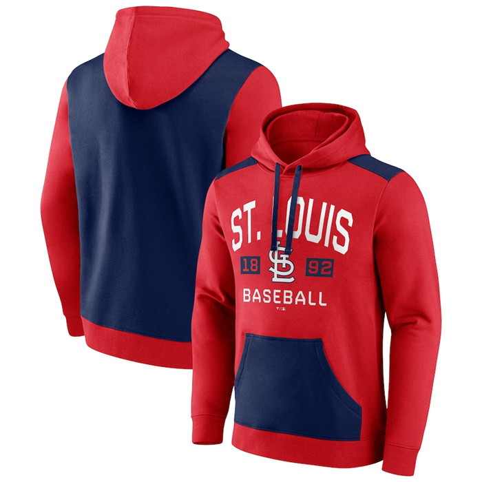 Men's St. Louis Cardinals Navy Red Chip In Pullover Hoodie Men's St. Louis Cardinals Navy Red Chip In Pullover Hoodie