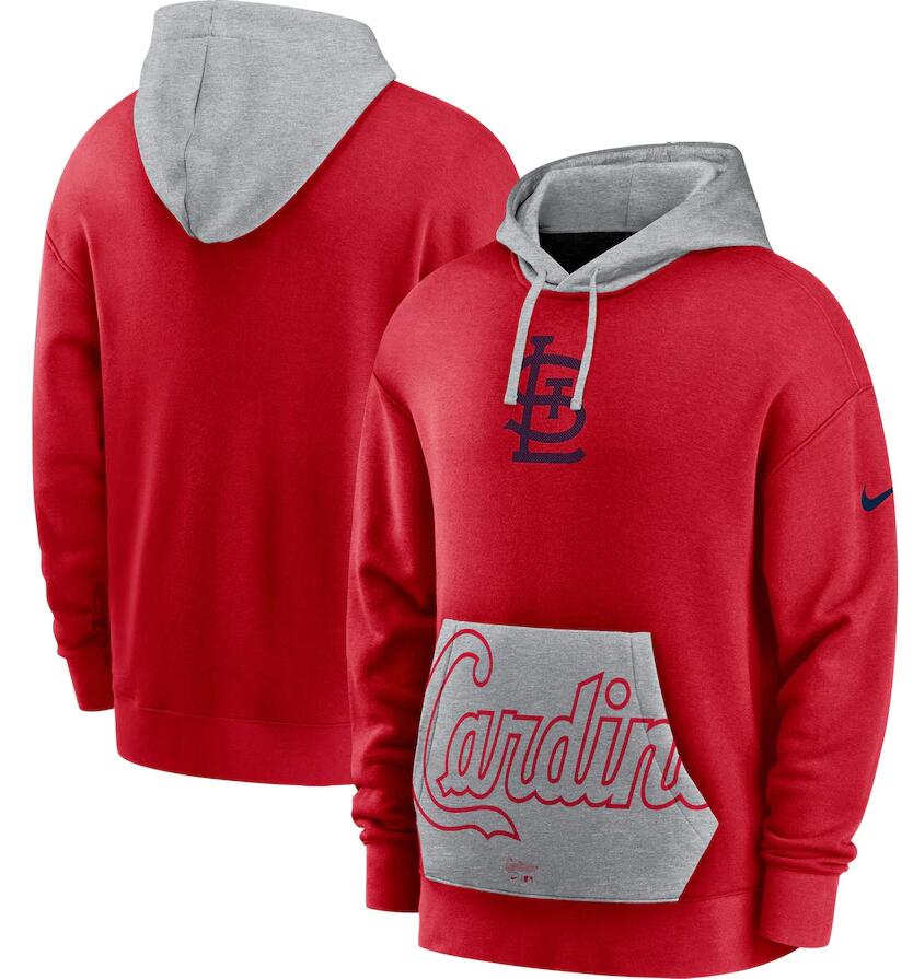Men's St. Louis Cardinals Nike Red Gray Heritage Tri Blend Pullover Hoodie Men's St. Louis Cardinals Nike Red Gray Heritage Tri Blend Pullover Hoodie