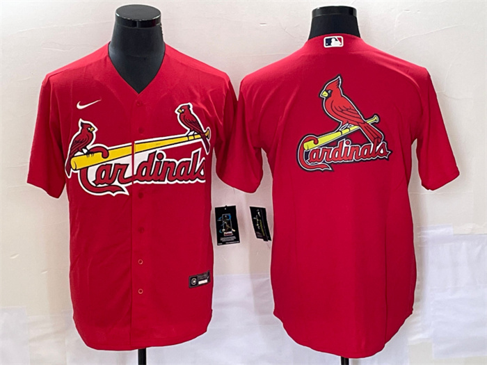 Men's St. Louis Cardinals Red Big Team Logo In Back Cool Base Stitched Jersey Men's St. Louis Cardinals Red Big Team Logo In Back Cool Base Stitched Jersey