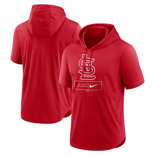 Men's St. Louis Cardinals Red Short Sleeve Pullover Hoodies Men's St. Louis Cardinals Red Short Sleeve Pullover Hoodies