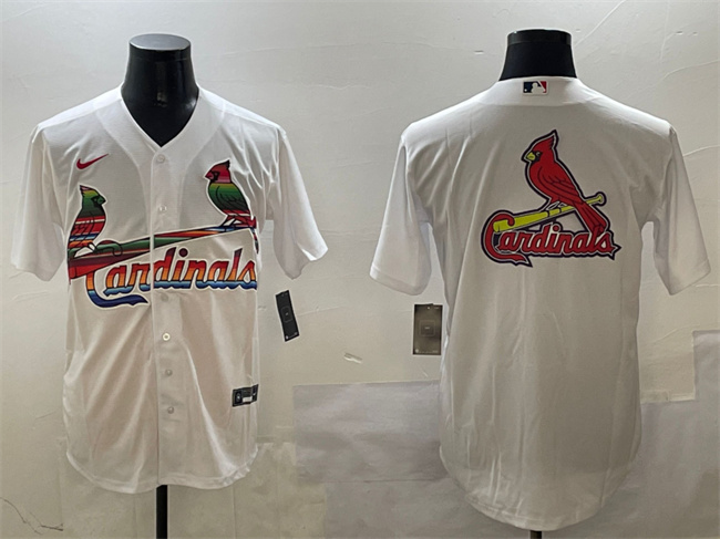 Men's St. Louis Cardinals Team Big Logo White Cool Base Stitched Baseball Jersey 1