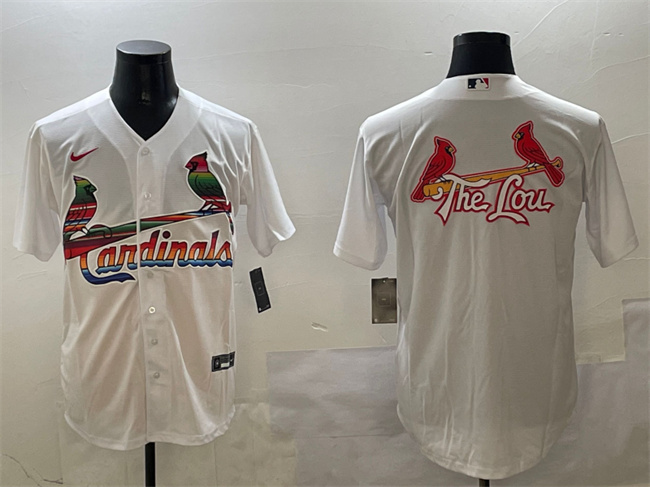 Men's St. Louis Cardinals Team Big Logo White Cool Base Stitched Baseball Jersey