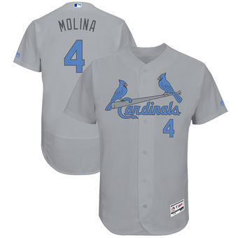 Men's St. Louis Cardinals Yadier Molina Majestic Gray Father's Day FlexBase Jersey
