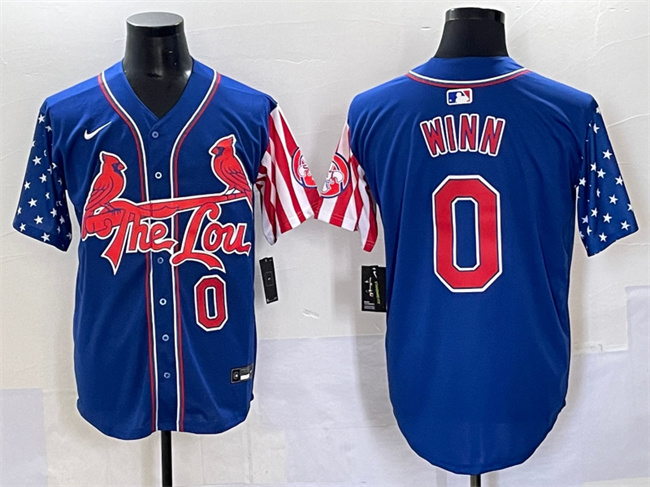 Men's St.Louis Cardinals #0 Masyn Winn Royal Independence Day Vapor Premier Limited Stitched Baseball Jersey Men's St.Louis Cardinals #0 Masyn Winn Royal Independence Day Vapor Premier Limited Stitched Baseball Jersey