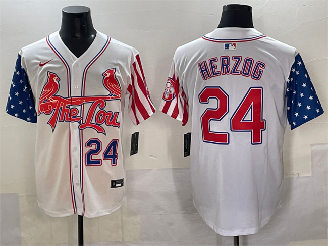 Men's St.Louis Cardinals #24 Whitey Herzog White Independence Day Vapor Premier Limited Stitched Baseball Jersey Men's St.Louis Cardinals #24 Whitey Herzog White Independence Day Vapor Premier Limited Stitched Baseball Jersey
