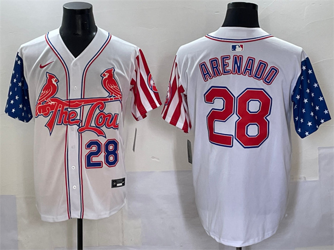 Men's St.Louis Cardinals #28 Nolan Arenado White Independence Day Vapor Premier Limited Stitched Baseball Jersey Men's St.Louis Cardinals #28 Nolan Arenado White Independence Day Vapor Premier Limited Stitched Baseball Jersey
