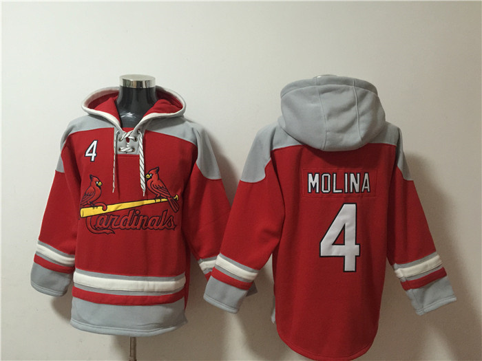 Men's St.Louis Cardinals #4 Yadier Molina Ageless Must-Have Lace-Up Pullover Hoodie Men's St.Louis Cardinals #4 Yadier Molina Ageless Must-Have Lace-Up Pullover Hoodie