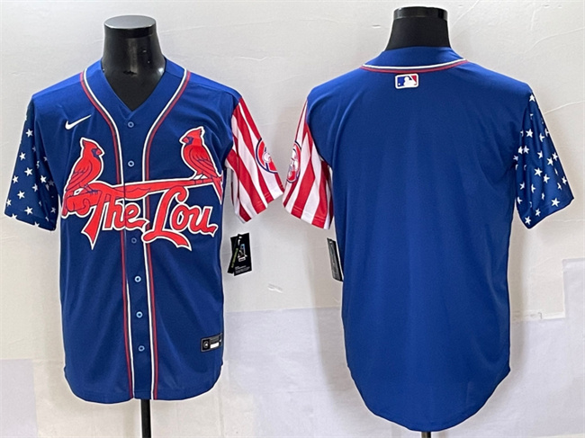 Men's St.Louis Cardinals Blank Royal Independence Day Vapor Premier Limited Stitched Baseball Jersey Men's St.Louis Cardinals Blank Royal Independence Day Vapor Premier Limited Stitched Baseball Jersey