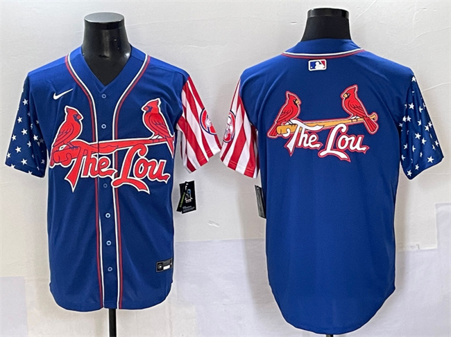 Men's St.Louis Cardinals Team Big Logo Royal Independence Day Vapor Premier Limited Stitched Baseball Jersey Men's St.Louis Cardinals Team Big Logo Royal Independence Day Vapor Premier Limited Stitched Baseball Jersey