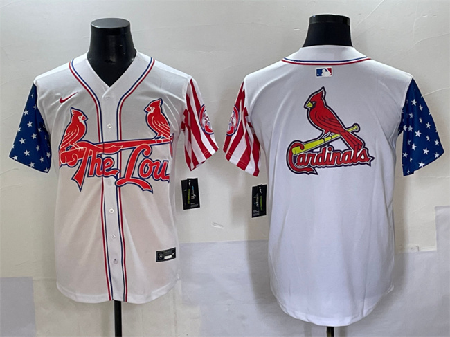 Men's St.Louis Cardinals Team Big Logo White Independence Day Vapor Premier Limited Stitched Baseball Jersey 1 Men's St.Louis Cardinals Team Big Logo White Independence Day Vapor Premier Limited Stitched Baseball Jersey 1